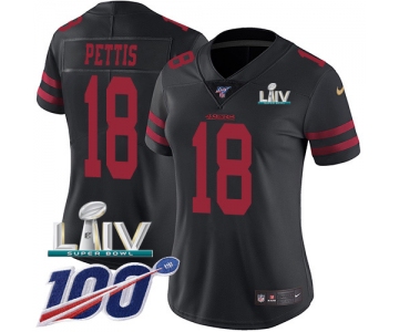 Nike 49ers #18 Dante Pettis Black Super Bowl LIV 2020 Alternate Women's Stitched NFL 100th Season Vapor Limited Jersey