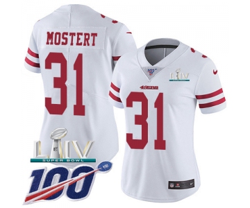 Nike 49ers #31 Raheem Mostert White Super Bowl LIV 2020 Women's Stitched NFL 100th Season Vapor Untouchable Limited Jersey