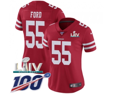 Nike 49ers #55 Dee Ford Red Super Bowl LIV 2020 Team Color Women's Stitched NFL 100th Season Vapor Limited Jersey