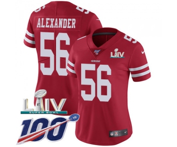 Nike 49ers #56 Kwon Alexander Red Super Bowl LIV 2020 Team Color Women's Stitched NFL 100th Season Vapor Limited Jersey