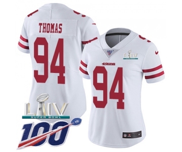 Nike 49ers #94 Solomon Thomas White Super Bowl LIV 2020 Women's Stitched NFL 100th Season Vapor Limited Jersey