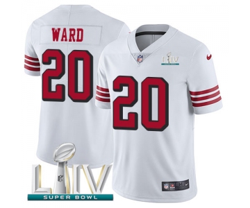 Nike 49ers #20 Jimmie Ward White Super Bowl LIV 2020 Rush Men's Stitched NFL Vapor Untouchable Limited Jersey