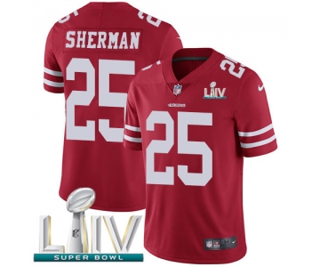 Nike 49ers #25 Richard Sherman Red Super Bowl LIV 2020 Team Color Men's Stitched NFL Vapor Untouchable Limited Jersey