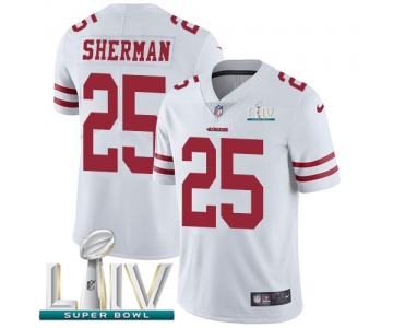 Nike 49ers #25 Richard Sherman White Super Bowl LIV 2020 Men's Stitched NFL Vapor Untouchable Limited Jersey