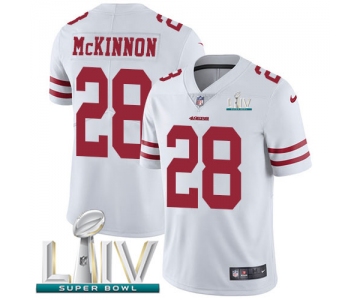 Nike 49ers #28 Jerick McKinnon White Super Bowl LIV 2020 Men's Stitched NFL Vapor Untouchable Limited Jersey