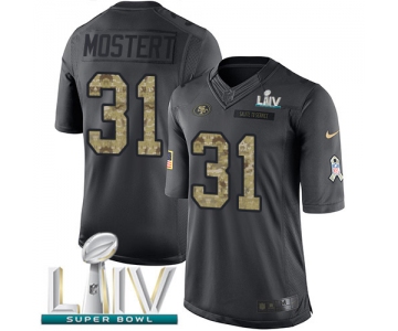 Nike 49ers #31 Raheem Mostert Black Super Bowl LIV 2020 Men's Stitched NFL Limited 2016 Salute to Service Jersey