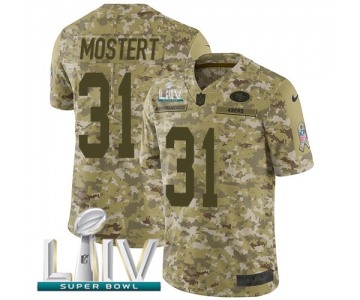 Nike 49ers #31 Raheem Mostert Camo Super Bowl LIV 2020 Men's Stitched NFL Limited 2018 Salute To Service Jersey