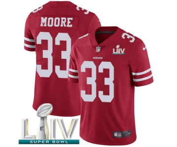 Nike 49ers #33 Tarvarius Moore Red Super Bowl LIV 2020 Team Color Men's Stitched NFL Vapor Untouchable Limited Jersey