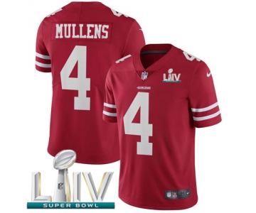 Nike 49ers #4 Nick Mullens Red Super Bowl LIV 2020 Team Color Men's Stitched NFL Vapor Untouchable Limited Jersey