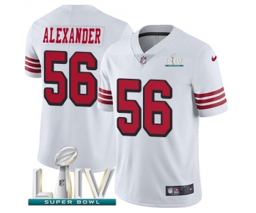Nike 49ers #56 Kwon Alexander White Super Bowl LIV 2020 Rush Men's Stitched NFL Vapor Untouchable Limited Jersey