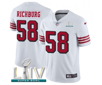 Nike 49ers #58 Weston Richburg White Super Bowl LIV 2020 Rush Men's Stitched NFL Vapor Untouchable Limited Jersey