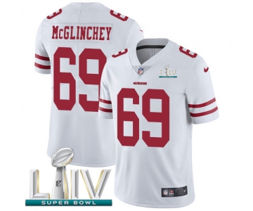 Nike 49ers #69 Mike McGlinchey White Super Bowl LIV 2020 Men's Stitched NFL Vapor Untouchable Limited Jersey