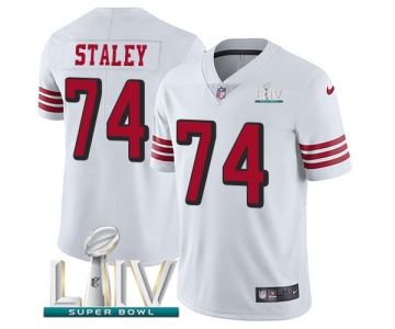 Nike 49ers #74 Joe Staley White Super Bowl LIV 2020 Rush Men's Stitched NFL Vapor Untouchable Limited Jersey