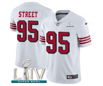 Nike 49ers #95 Kentavius Street White Super Bowl LIV 2020 Rush Men's Stitched NFL Vapor Untouchable Limited Jersey