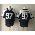 Men's 2017 NFL Draft Dallas Cowboys #97 Taco Charlton Blue Thanksgiving Alternate Stitched NFL Nike Elite Jersey