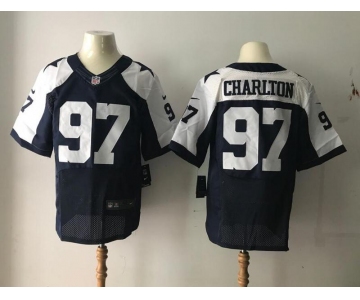 Men's 2017 NFL Draft Dallas Cowboys #97 Taco Charlton Blue Thanksgiving Alternate Stitched NFL Nike Elite Jersey