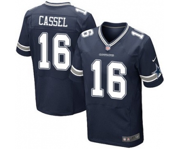 Men's Dallas Cowboys #16 Matt Cassel Navy Blue Team Color NFL Nike Elite Jersey