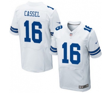 Men's Dallas Cowboys #16 Matt Cassel White Road NFL Nike Elite Jersey