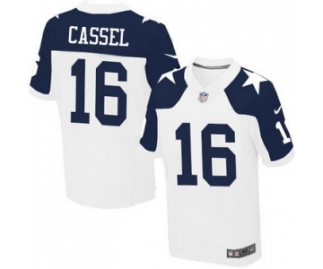 Men's Dallas Cowboys #16 Matt Cassel White Thanksgiving Alternate NFL Nike Elite Jersey