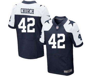 Men's Dallas Cowboys #42 Barry Church Navy Blue Thanksgiving Alternate NFL Nike Elite Jersey