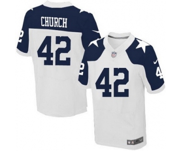 Men's Dallas Cowboys #42 Barry Church White Thanksgiving Alternate NFL Nike Elite Jersey