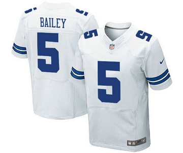 Men's Dallas Cowboys #5 Dan Bailey White Road NFL Nike Elite Jersey