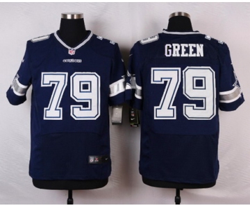 Men's Dallas Cowboys #79 Chaz Green Navy Blue Team Color NFL Nike Elite Jersey