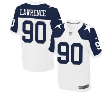 Men's Dallas Cowboys #90 DeMarcus Lawrence White Thanksgiving Alternate NFL Nike Elite Jersey