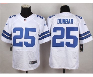New Dallas Cowboys #25 Dunbar White Men's Stitched NFL Elite Jersey