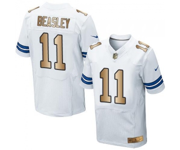 Nike Cowboys #11 Cole Beasley White Men's Stitched NFL Elite Gold Jersey