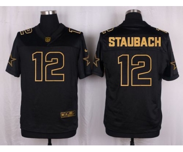 Nike Cowboys #12 Roger Staubach Black Men's Stitched NFL Elite Pro Line Gold Collection Jersey