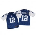 Nike Cowboys #12 Roger Staubach Navy BlueWhite Throwback Men's Stitched NFL Elite Jersey