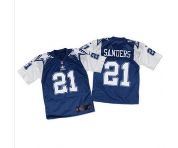 Nike Cowboys #21 Deion Sanders Navy BlueWhite Throwback Men's Stitched NFL Elite Jersey