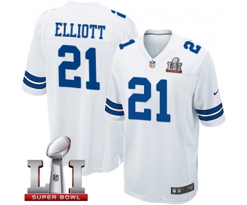 Nike Cowboys #21 Ezekiel Elliott White Stitched NFL Super Bowl LI 51 Elite Jersey