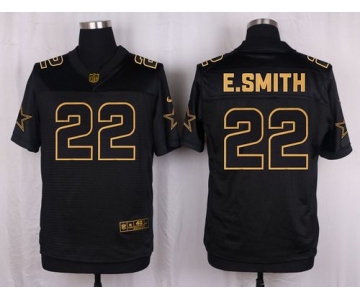 Nike Cowboys #22 Emmitt Smith Black Men's Stitched NFL Elite Pro Line Gold Collection Jersey