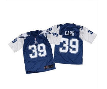 Nike Cowboys #39 Brandon Carr Navy BlueWhite Throwback Men's Stitched NFL Elite Jersey