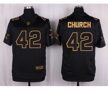 Nike Cowboys #42 Barry Church Black Men's Stitched NFL Elite Pro Line Gold Collection Jersey