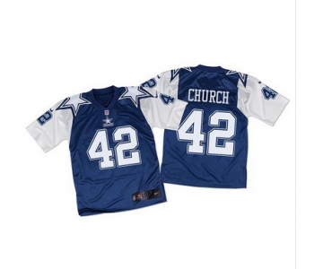 Nike Cowboys #42 Barry Church Navy BlueWhite Throwback Men's Stitched NFL Elite Jersey