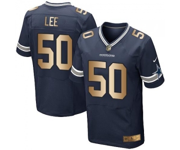 Nike Cowboys #50 Sean Lee Navy Blue Team Color Men's Stitched NFL Elite Gold Jersey
