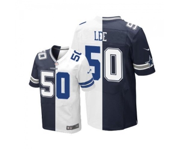 Nike Cowboys #50 Sean Lee Navy Blue White Men's Stitched NFL Elite Split Jersey