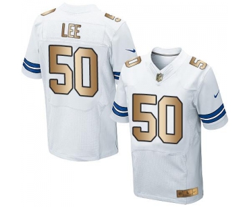 Nike Cowboys #50 Sean Lee White Men's Stitched NFL Elite Gold Jersey