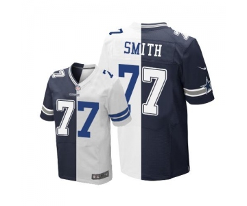 Nike Cowboys #77 Tyron Smith Navy Blue White Men's Stitched NFL Elite Split Jersey