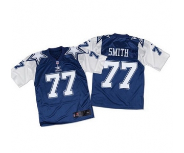 Nike Cowboys #77 Tyron Smith Navy BlueWhite Throwback Men's Stitched NFL Elite Jersey