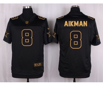 Nike Cowboys #8 Troy Aikman Black Men's Stitched NFL Elite Pro Line Gold Collection Jersey