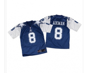 Nike Cowboys #8 Troy Aikman Navy BlueWhite Throwback Men's Stitched NFL Elite Jersey