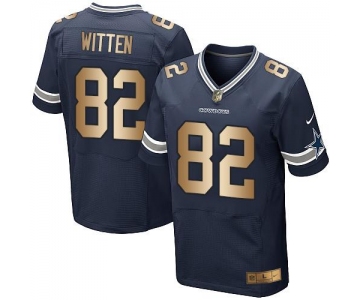 Nike Cowboys #82 Jason Witten Navy Blue Team Color Men's Stitched NFL Elite Gold Jersey