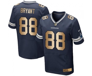 Nike Cowboys #88 Dez Bryant Navy Blue Team Color Men's Stitched NFL Elite Gold Jersey