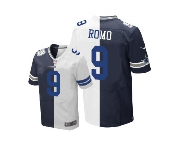 Nike Cowboys #9 Tony Romo Navy Blue White Men's Stitched NFL Elite Split Jersey