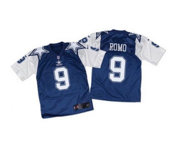 Nike Cowboys #9 Tony Romo Navy BlueWhite Throwback Men's Stitched NFL Elite Jersey