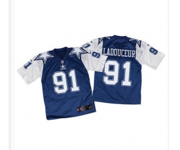 Nike Cowboys #91 L. P. Ladouceur Navy BlueWhite Throwback Men's Stitched NFL Elite Jersey